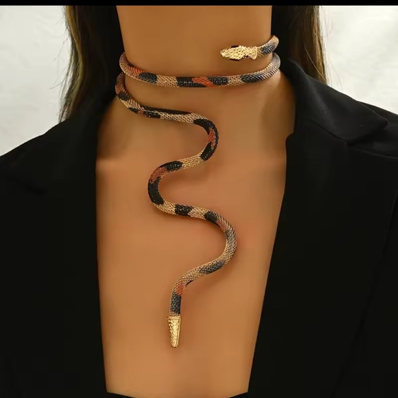 Anthropologie Gold and Black Snake Necklace - Picture 1 of 7